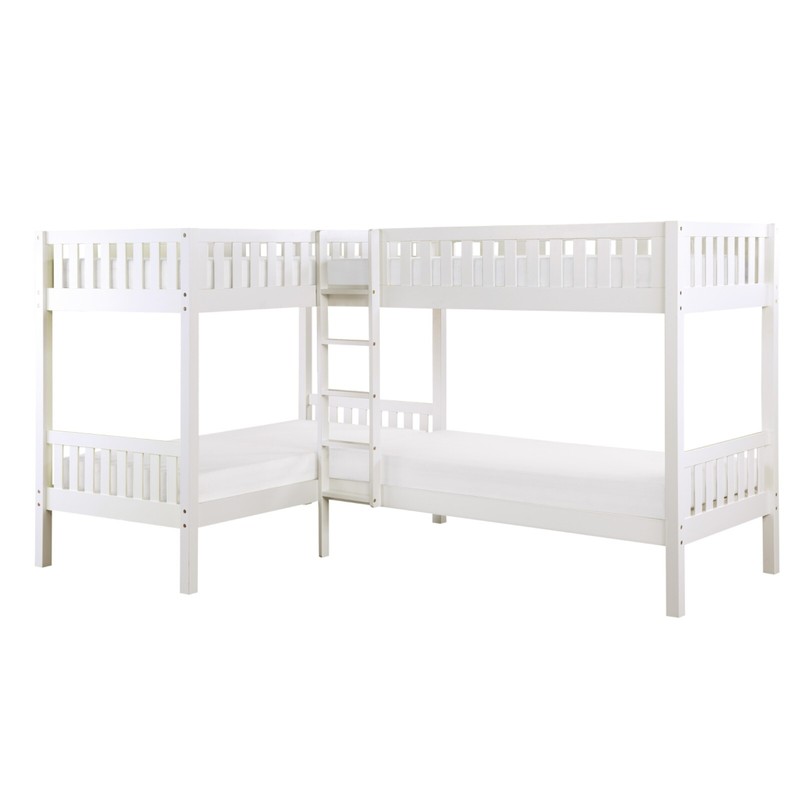 COOL WHITE SPACE SAVING CORNER FOUR (4) BUNK BED BEDROOM FURNITURE SET SALE