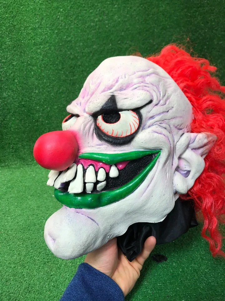 2002 Жуткий клоун маска латекс взрослый размер Хэллоуин маска оранжевый волос бумаги Magic - Изображение 3 из 4