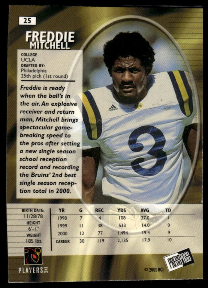 2001 Press Pass SE #25 Freddie Mitchell - Image 2 of 2