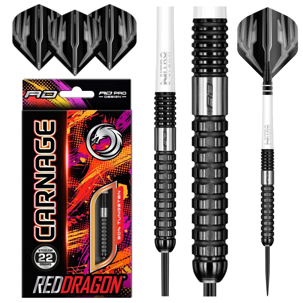 RED DRAGON Carnage Tungsten Darts 22g,23g,24g,26g Steeltip