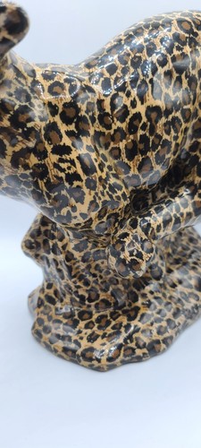 Vintage Keramik Jaguar BIG CAT gefleckter Leopard 11 Zoll x 8 Zoll Wildgepard Skulptur - Bild 11 von 15