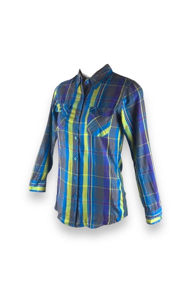 Маленькая рубашка Nollie с длинным рукавом в клетку The Boyfriend Fit на пуговицах сверху. - Изображение 2 из 4