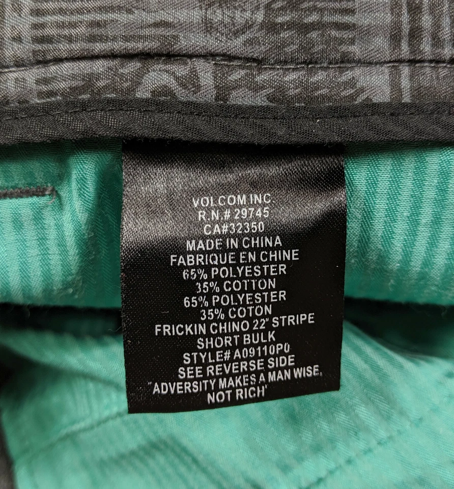 Volcom Frickin Chino 22" Stripe Size 30 Gray Mens Shorts - Image 4 of 4