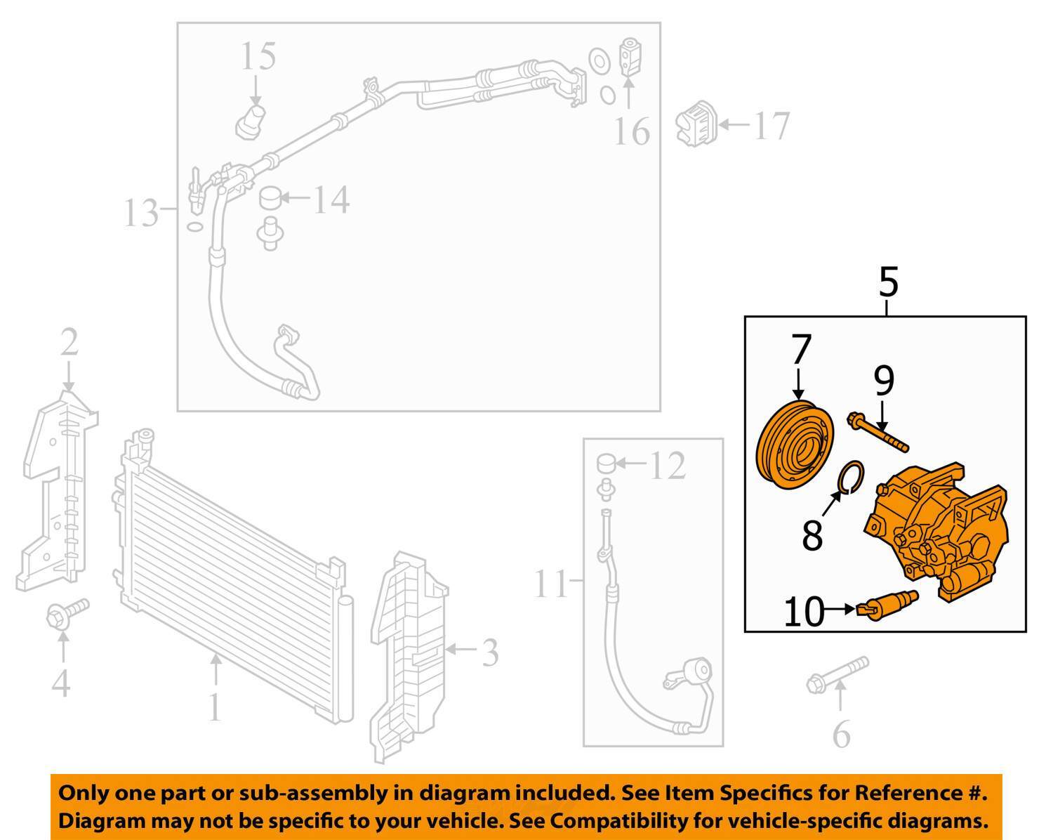 2018 Sonata Air Conditioning A/C AC Compressor OEM 54K Miles