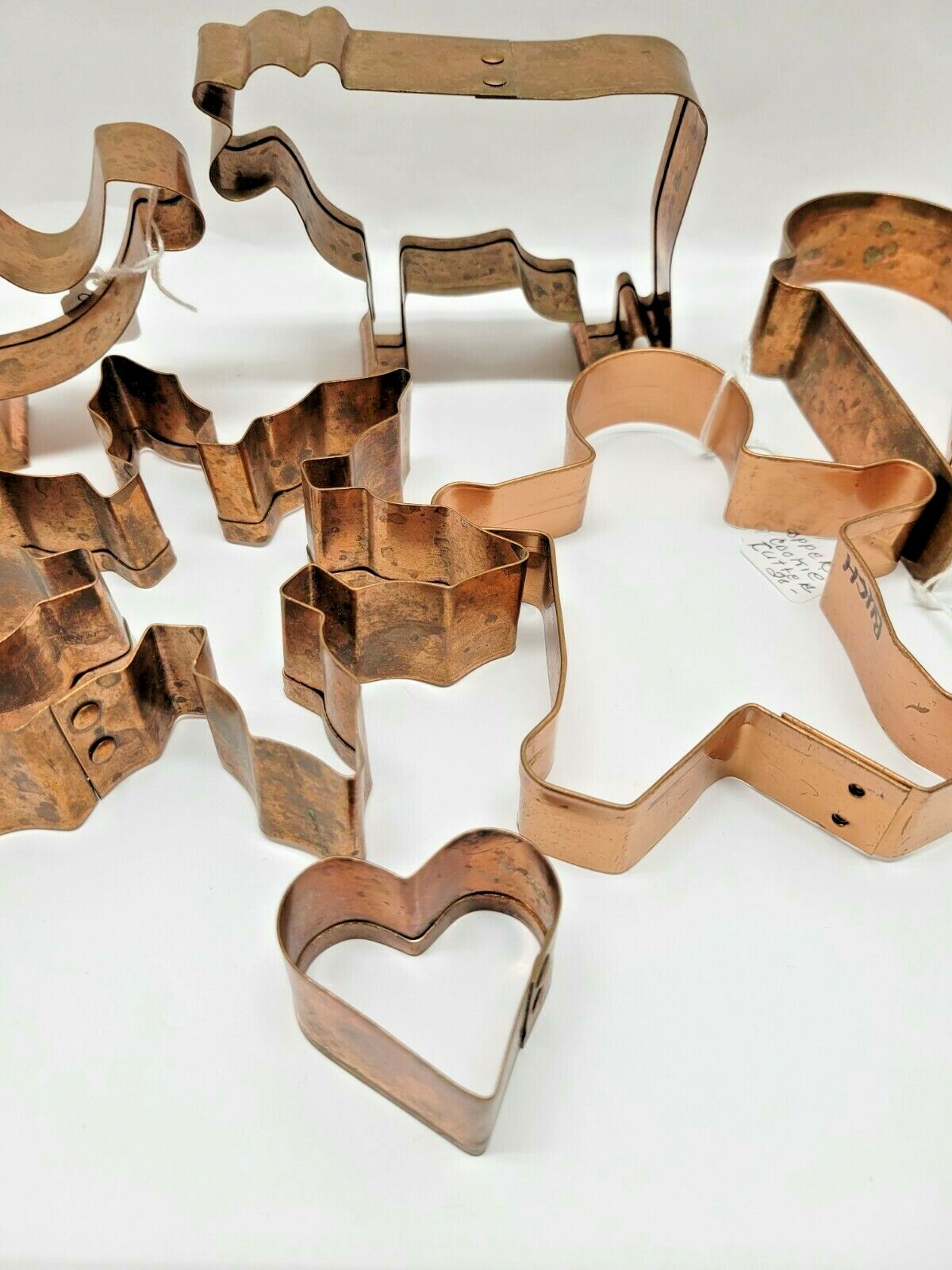 Vintage copper cookie cutters 9 pcs lot & a Rycraft Cookie Stamp