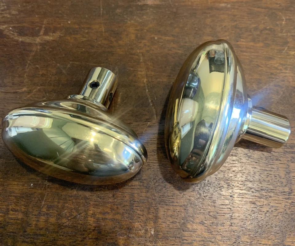 Nostalgic Warehouse Brass Pair Of Homestead Knobs Oval / Egg Knob - KNOBS ONLY - Image 1 of 4