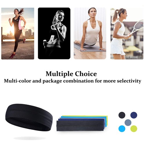 Men Women Moisture Wicking Wide Non-Slip Sport Headband Gym Workout Sweatband US - Picture 12 of 30