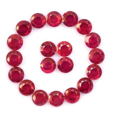 20 Pcs Natural Red Ruby Round Cut 4 mm Loose Gemstone GDGL Certified RB34
