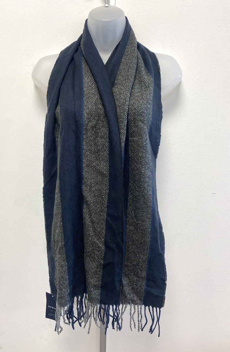 NEW Howick (House of Fraser navy blue/grey-mix cashmink scarf with