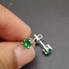 0.50ct Round Cut Lab Created Green Emerald Stud Earrings 14K White Gold Plated