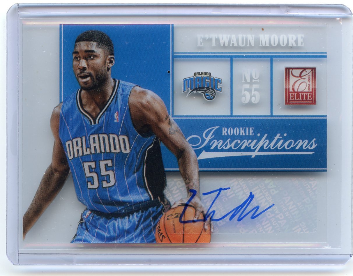 2012-13 ELITE #9 E'TWAUN MOORE AUTOGRAPH ROOKIE CARD RC, ORLANDO MAGIC, 011116