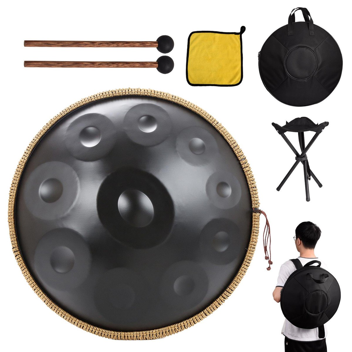 ハンドパン　handpan 10ノート　ブラック　D minor 超お得 Amazon.com: Handpan-Classic 10 Notes Black Print Hand Pan