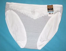 VANITY FAIR~S 5~18128~Silver Stripe Beautifully Smooth Cotton Bikini Panty