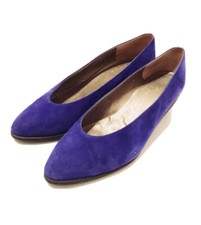 BRUNO MAGLI - VTG Peacock Blue Suede Low Wedge Heel Slipper Pumps 7.5