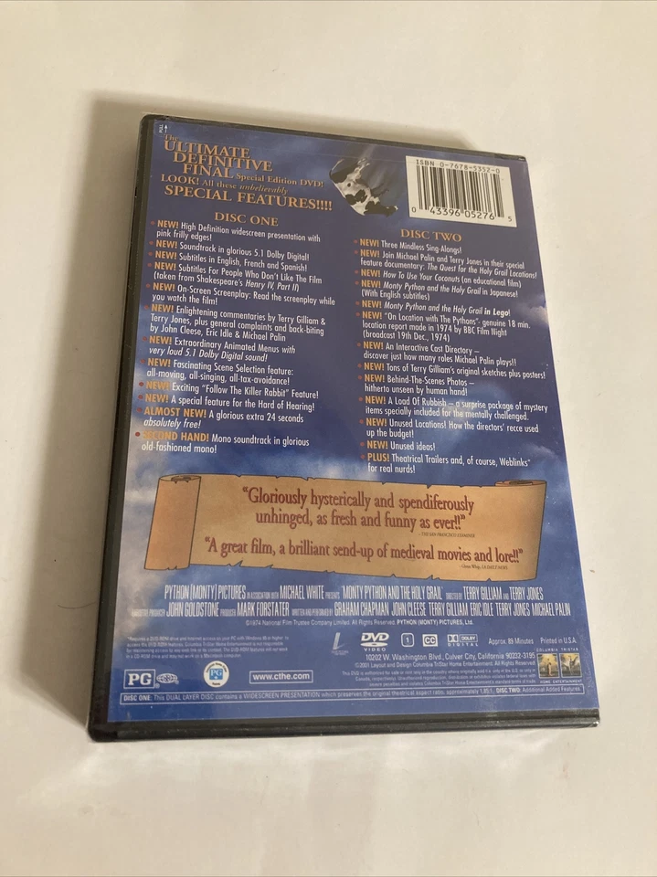 Monty Python And The Holy Grail DVD 2-Disc Set 1975 Movie (NEW/SEALED) - Image 2 of 4