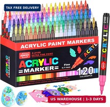 120 Colors Acrylic Paint Markers and ACRYLIAC PAINT PENS for Rock, Wood, Fabric,