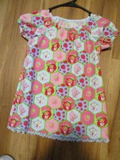 Strawberry Shortcake Handmade Cotton Peasant Style S Sleeve Dress, Size 5,