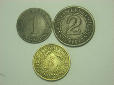 Germany, Weimar Republic 1  , 2  &  5   Rentenpfennig 1924-1936