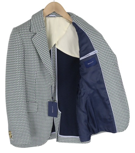 GANT Geo Jersey Women Blazer EU34 Patterned Single-Breasted Notch Half Lined - Picture 2 of 12