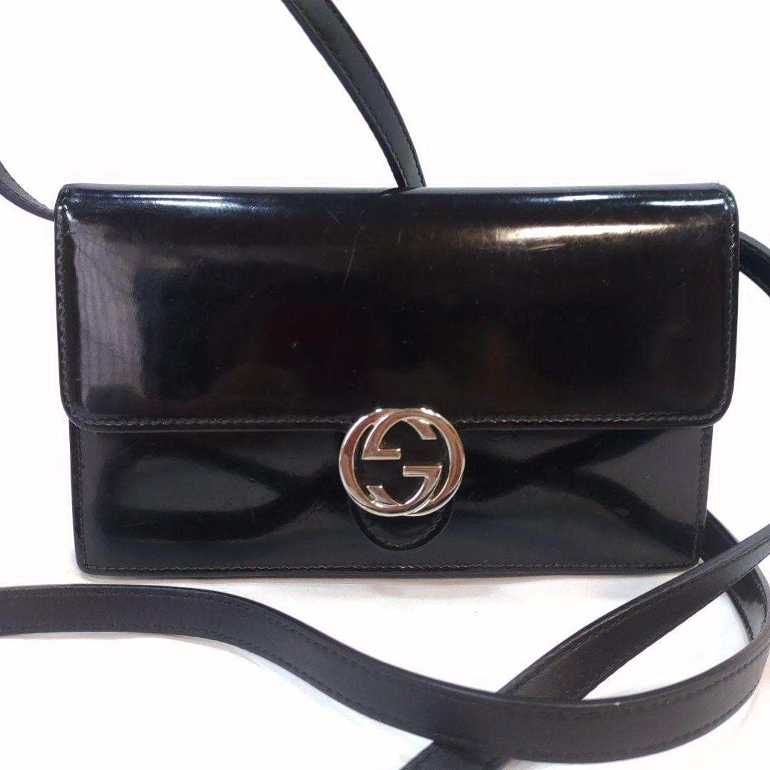 Gucci GG Black Leather Interlocking Shoulder Bag PGI0Z4