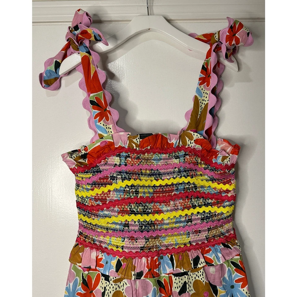 Vestido Celia B Nilsa Floral En Niveles Midi Talla XL NUEVO CON ETIQUETAS Detalles Festoneados Correas de Corbata Foto 4 de 4