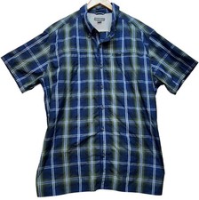 Eddie Bauer Mens Button Down Shirt Short Sleeve Size 2XL Blue Multi Plaid