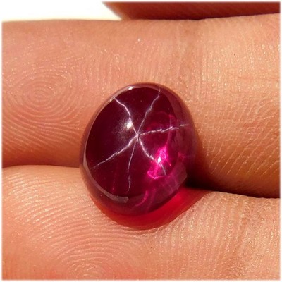 Natural Red Ruby Star 6 Rays Oval Cabochon Loose Gemstone 05.60Cts.