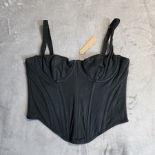 New SKIMS Black 100 Cotton Underwire Corset Top L Large NWT Rare AP-BUS-1463