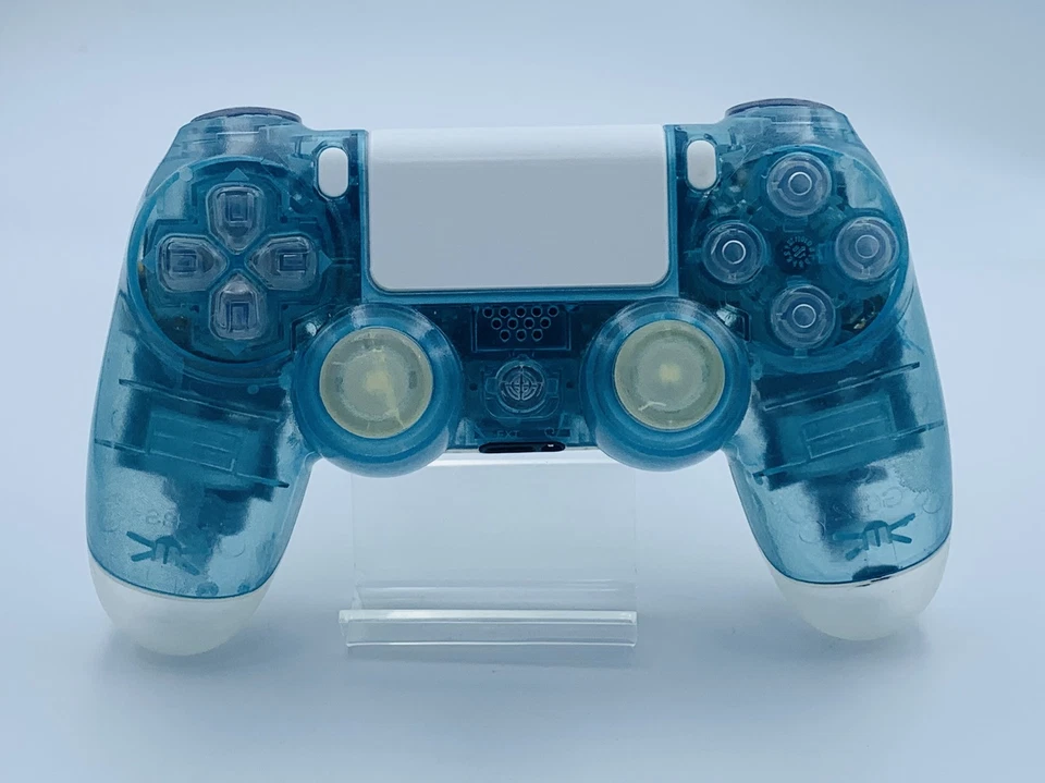 Custom DualShock 4 Clear Blue Wireless Controller Playstation 4 with color LEDs - Image 2 of 4