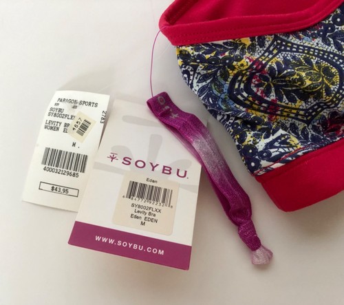 NWT Soybu Women's Fuchsia Print Stretch Padded Levity Sports Bra Size M - Picture 7 of 11