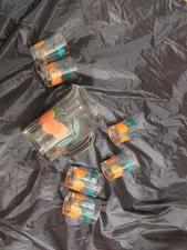 Vintage Orange Blossom Mini Juice Pitcher and 6 Glasses Set 1950's