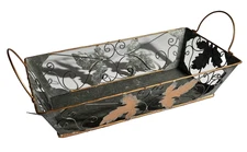 Copper colored Metal Basket With Maple Leaf Trim