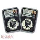2023-S Reverse Proof $1 Morgan and Peace Dollar 2-Coin Set AR Dual Sig NGC PF 70