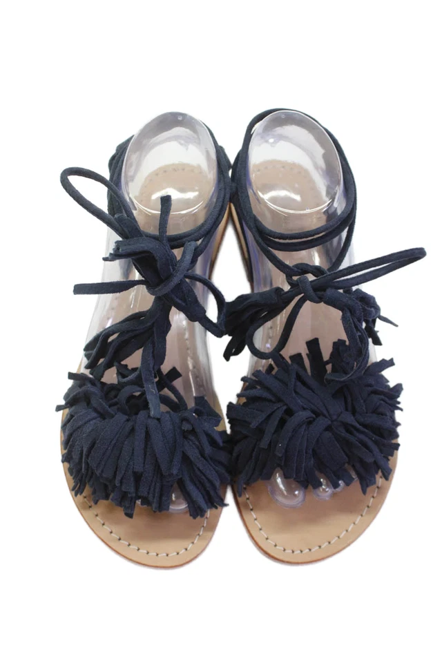 Sandalias Mystique para mujer de gamuza con flecos azul marino talla 8 Foto 2 de 4