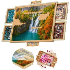 Rompecabezas Mesa Madera 1500 Piezas 6 Cajones Giratorio Lazy Susan 35x28 Pulgadas Puzzle