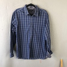 Ted Baker Shirt Mens Extra Large Blue Check Gingham Newbro Cotton Button Up