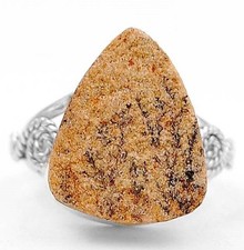 Natural Psilomelane Dendrite German 925 Solid Sterling Silver Ring Sz 8 B17-3