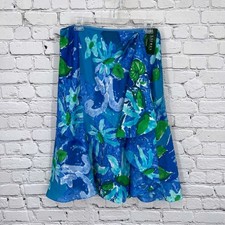 Lauren Ralph Lauren Women's Floral Print 100 Silk Knee Length Skirt Size Medium
