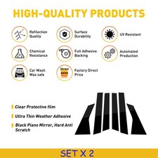 12x Door Pillar Window Trim For Honda Civic 2012-2015 Decor Posts Glossy Black