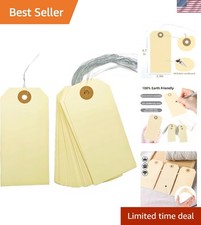 Blank Shipping Tags with Wire - 120 PCS 4 3/4" X 2 3/8" Manila Hang Tags for Inv