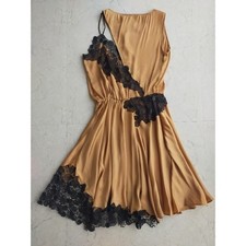 Versace Designer Silk Lace Sleeveless Dress Orange Gold Black IT38 Used Japan