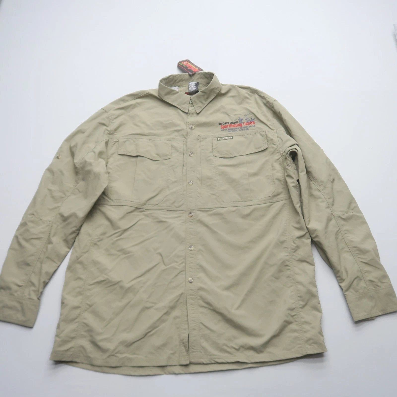 Bushlite Mens Vented Hiking Fishing Shirt XL Beige Outdoors Button Up New