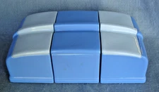 1950,s Hall 3 Piece Coldspot Refrigerator Dish Set * Blue & White* USA* MCM