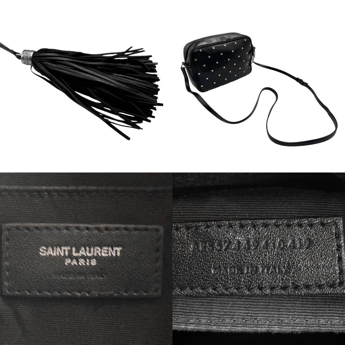 Borsa fotocamera originale SAINT LAURENT PARIS Lou 574494 pelle nera argento dal Giappone