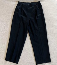 Pendleton Pants Womens 14W Black Virgin Wool Pleated Lined Elastic Back Made USA