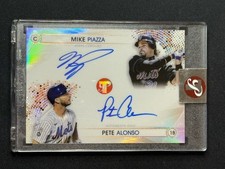 MIKE PIAZZA PETE ALONSO 2022 Topps Pristine Dual Auto /25 NY Mets Color Match