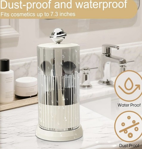 Makeup Brush Holder Organizer with Lid 360 Rotating Dustproof Valentine gift - Picture 4 of 4