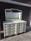 VINTAGE FRENCH PROVINCIAL STYLE DRESSER WITH MIRROR AND CHEST . PICKUP ONLY — photo 2
