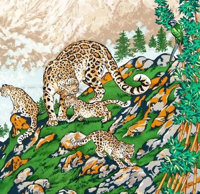 Hermes Scarf Stole Sichuan Animal Panda Navy Robert Dallet Silk