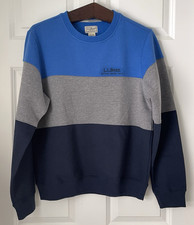 LL Bean 1912 Sweatshirt Men  s S Reg   Blue/Navy/Gray   Colorblock Crew Neck NWT